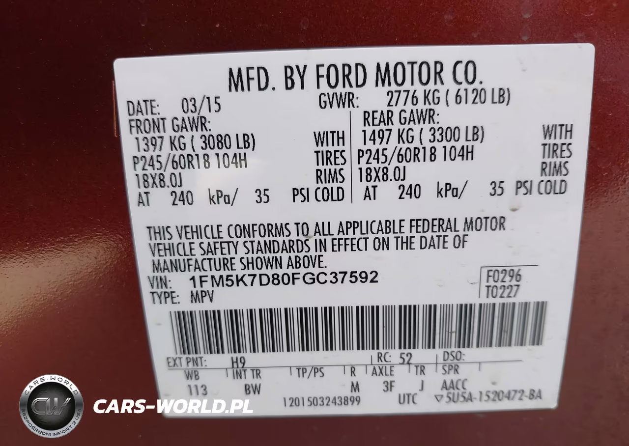 2015 Ford Explorer Xlt VIN:1FM5K7D80FGC37592 - 9