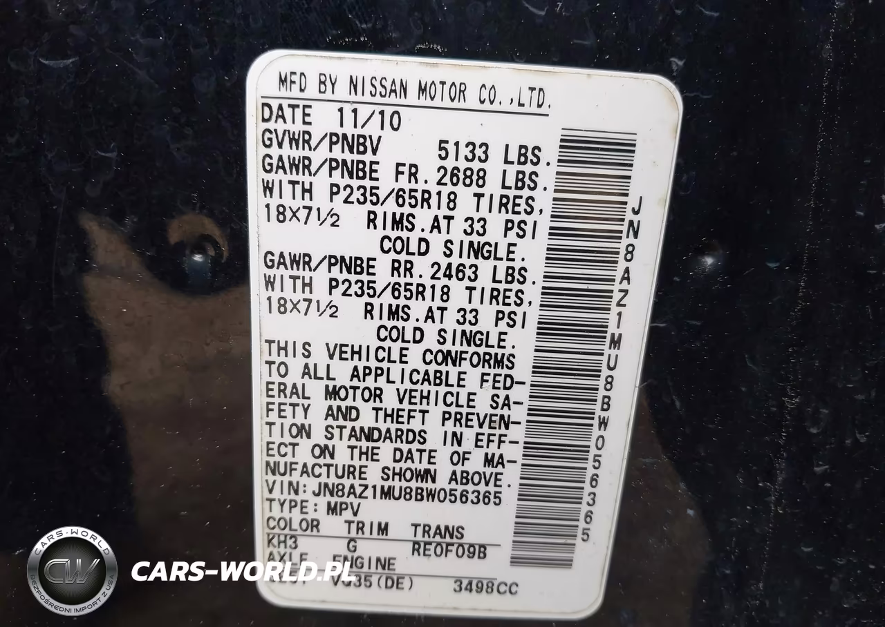 2011 Nissan Murano Sl VIN:JN8AZ1MU8BW056365 - 9