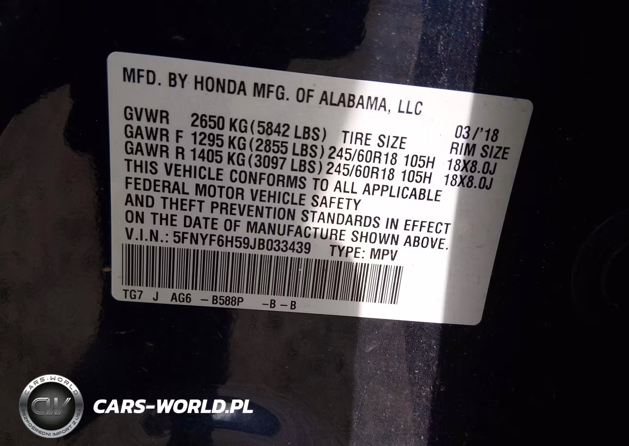 2018 Honda Pilot Ex-L VIN:5FNYF6H59JB033439 - 9