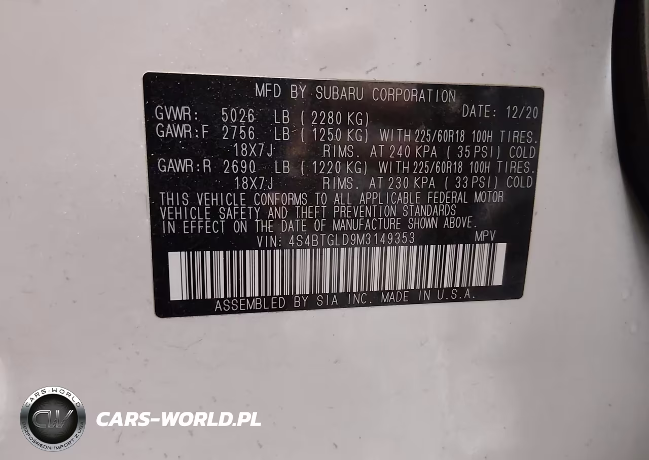 2021 Subaru Outback Onyx Edition Xt VIN:4S4BTGLD9M3149353 - 9