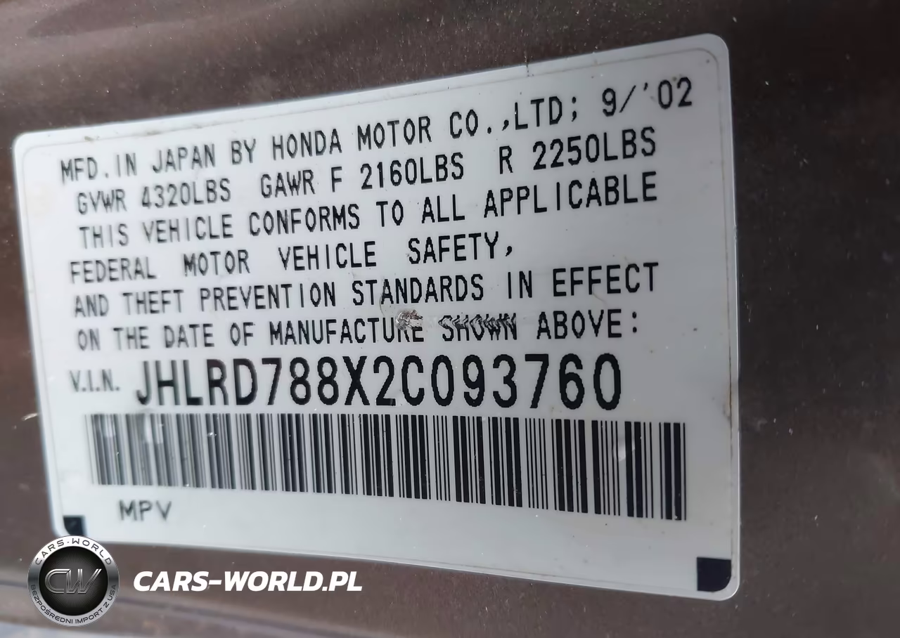 2002 Honda Cr-V Ex VIN:JHLRD788X2C093760 - 9