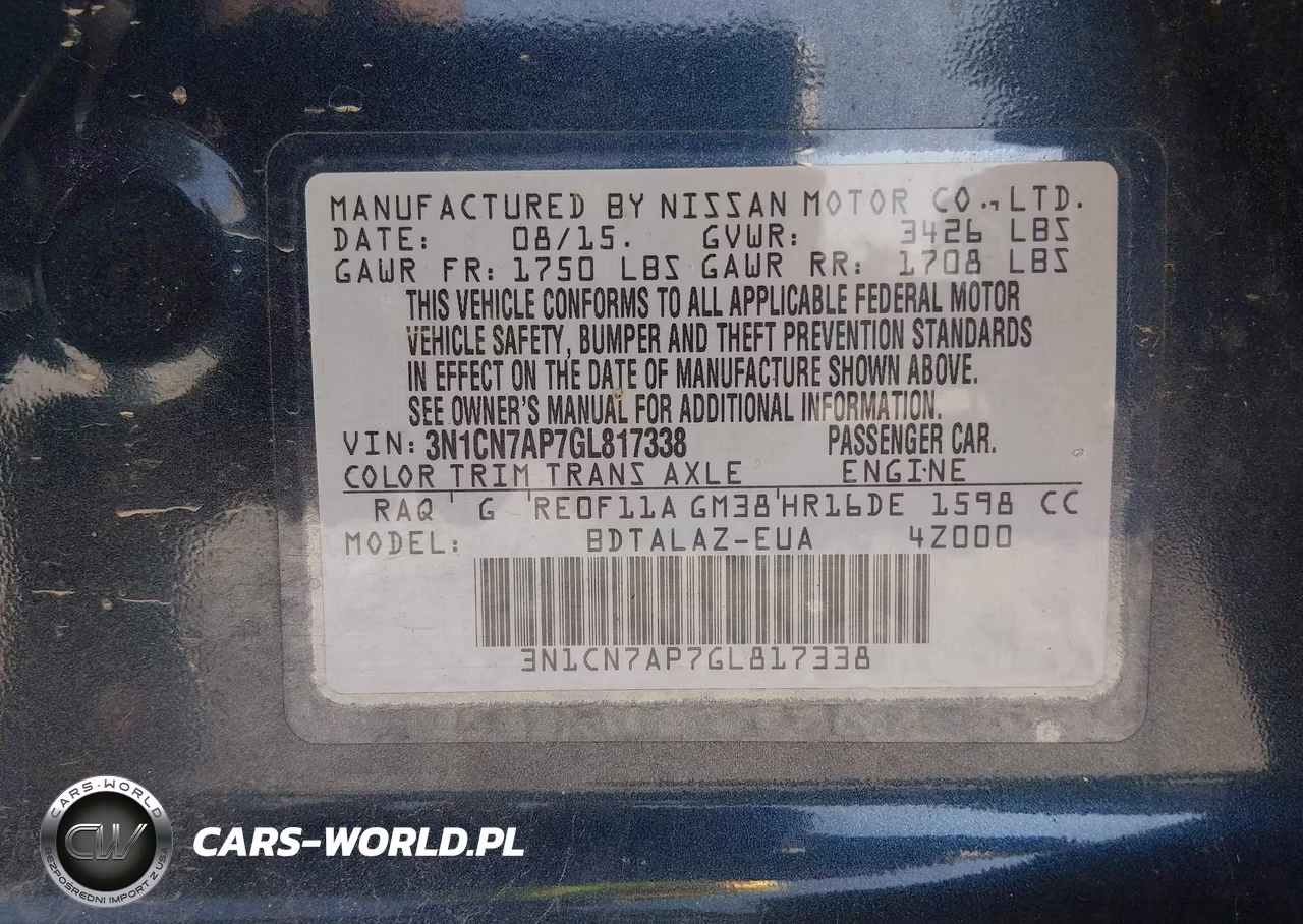 2016 Nissan Versa 1.6 S+ VIN:3N1CN7AP7GL817338 - 9