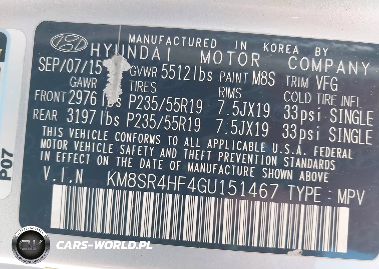 2016 Hyundai Santa Fe Limited VIN:KM8SR4HF4GU151467 - 9