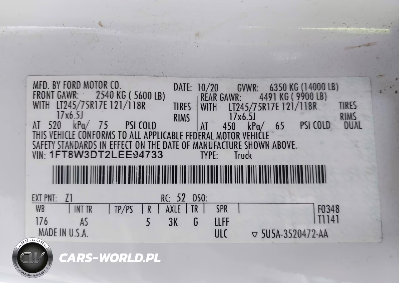 2020 Ford F-350 Xl VIN:1FT8W3DT2LEE94733 - 9