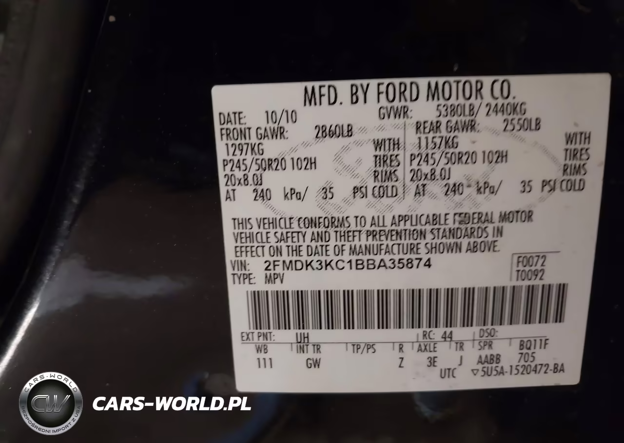 2011 Ford Edge Limited VIN:2FMDK3KC1BBA35874 - 9