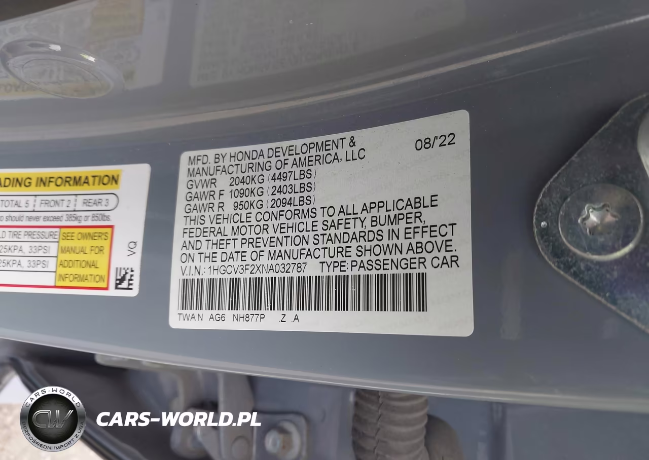 2022 Honda Accord Hybrid Sport VIN:1HGCV3F2XNA032787 - 9