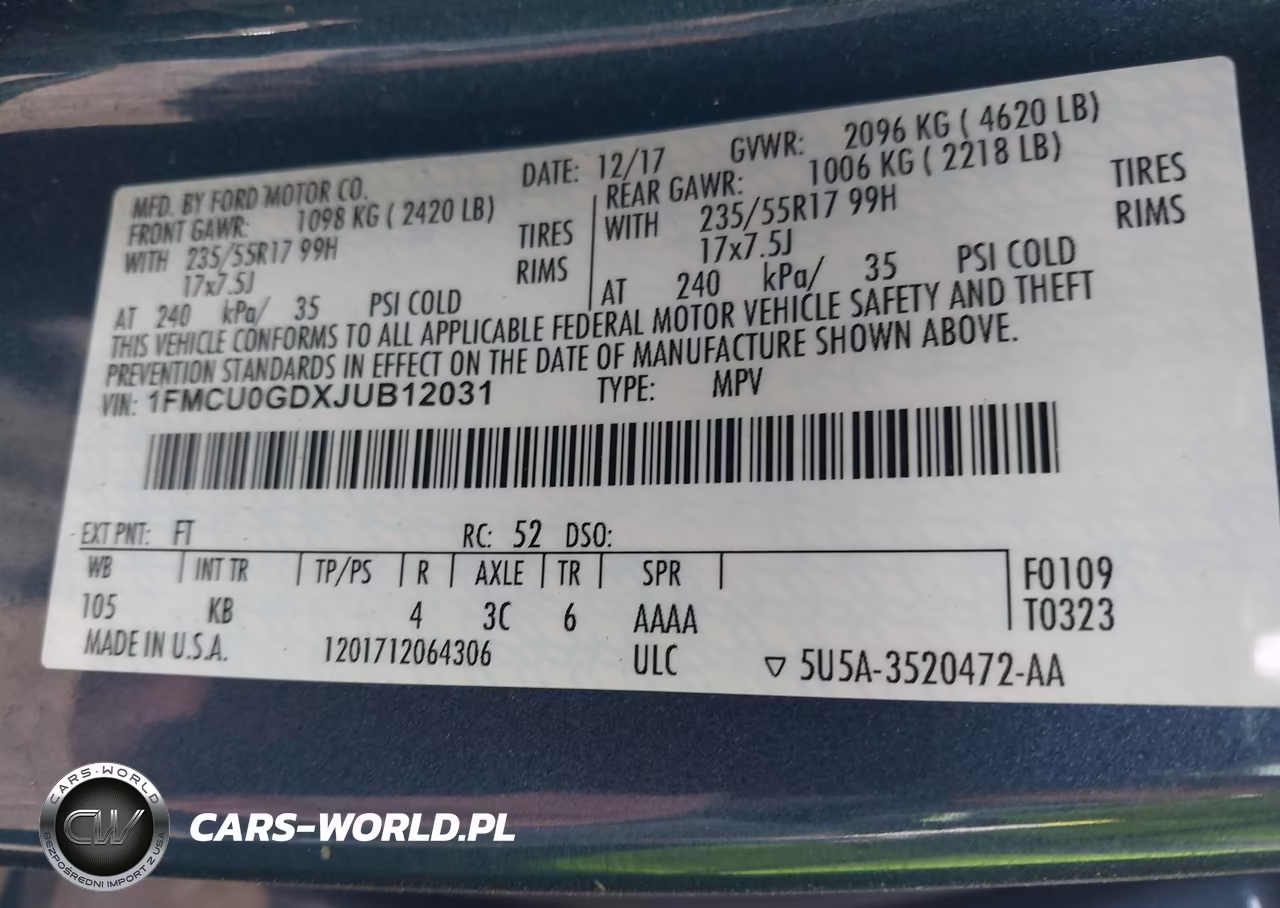 2018 Ford Escape Se VIN:1FMCU0GDXJUB12031 - 9
