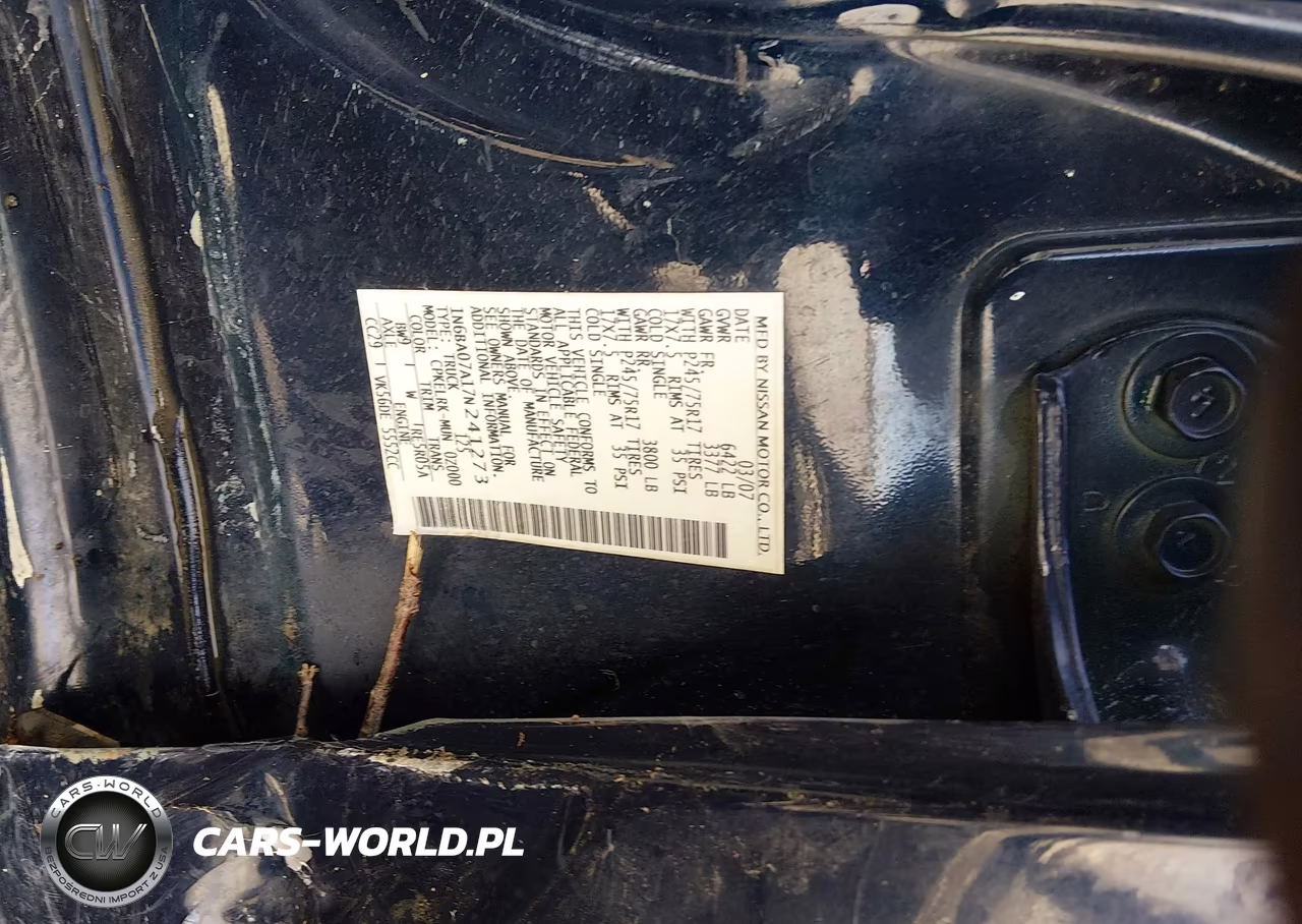 2007 Nissan Titan Xe VIN:1N6BA07A17N241273 - 9