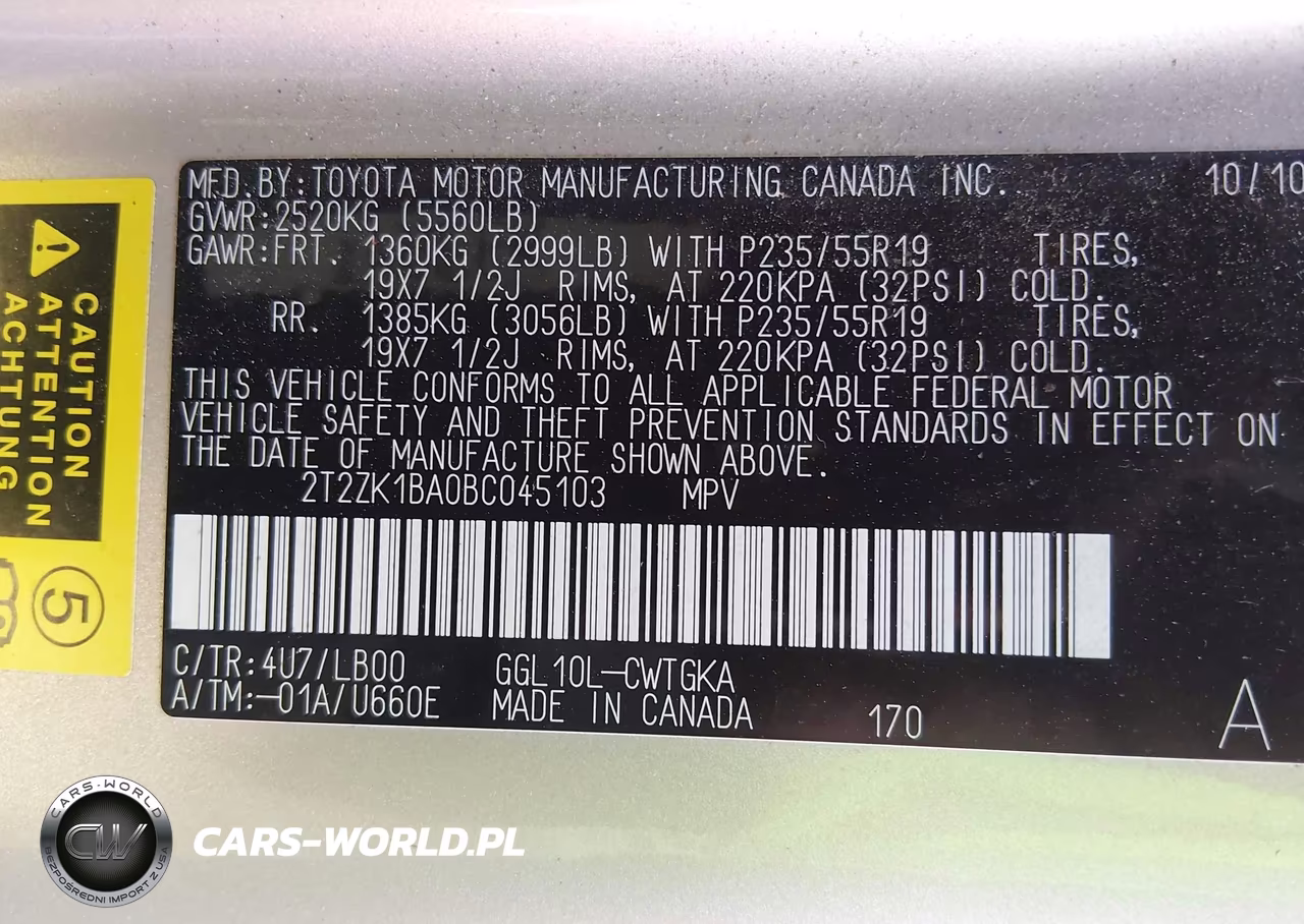 2011 Lexus Rx 350 VIN:2T2ZK1BA0BC045103 - 9
