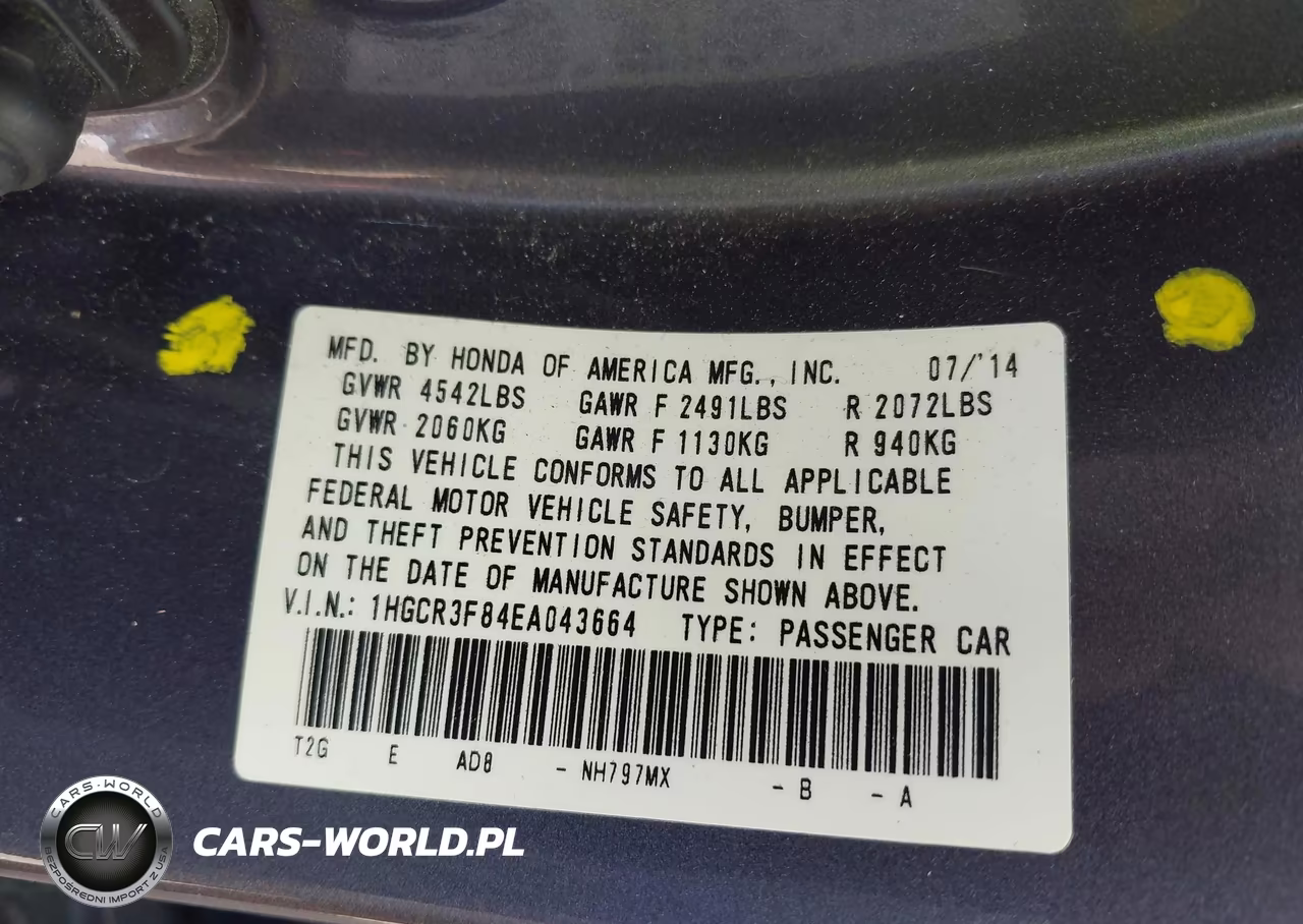 2014 Honda Accord Ex-L V-6 VIN:1HGCR3F84EA043664 - 9
