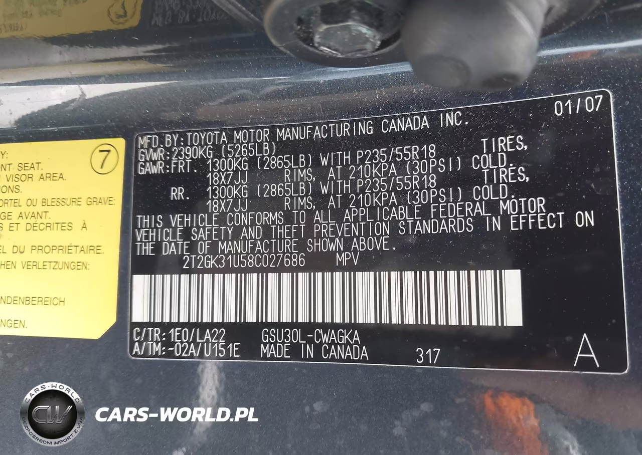 2008 Lexus Rx 350 VIN:2T2GK31U58C027686 - 9