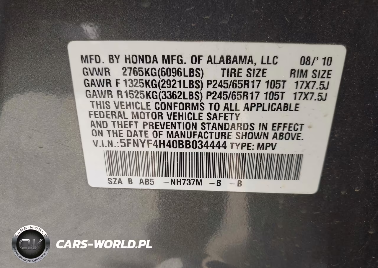2011 Honda Pilot Ex VIN:5FNYF4H40BB034444 - 9