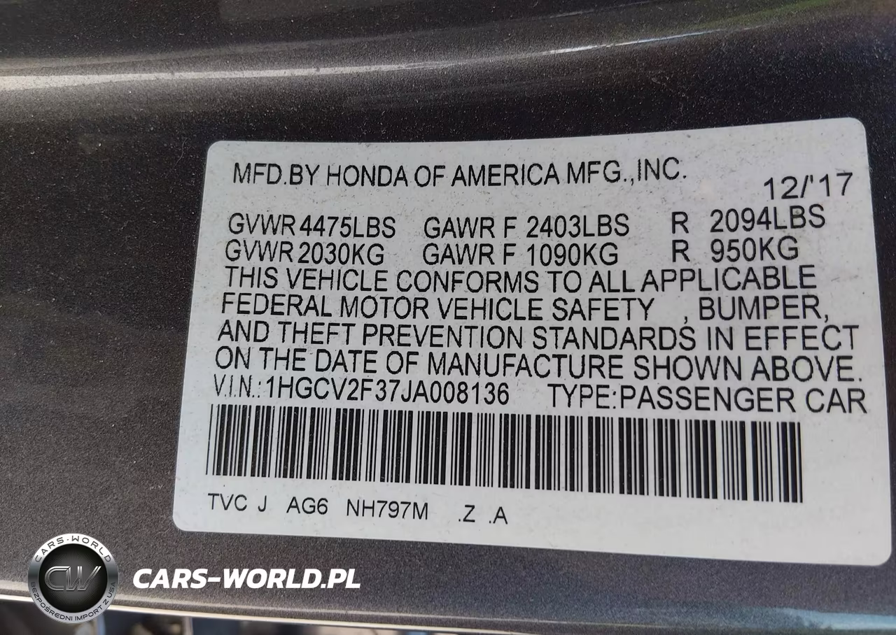 2018 Honda Accord Sport 2.0T VIN:1HGCV2F37JA008136 - 9