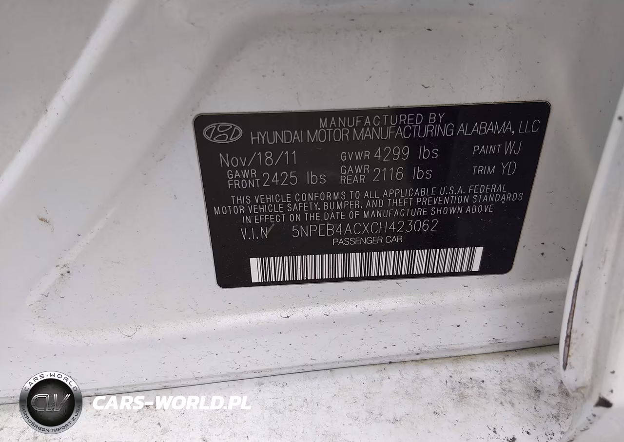 2012 Hyundai Sonata Gls VIN:5NPEB4ACXCH423062 - 9