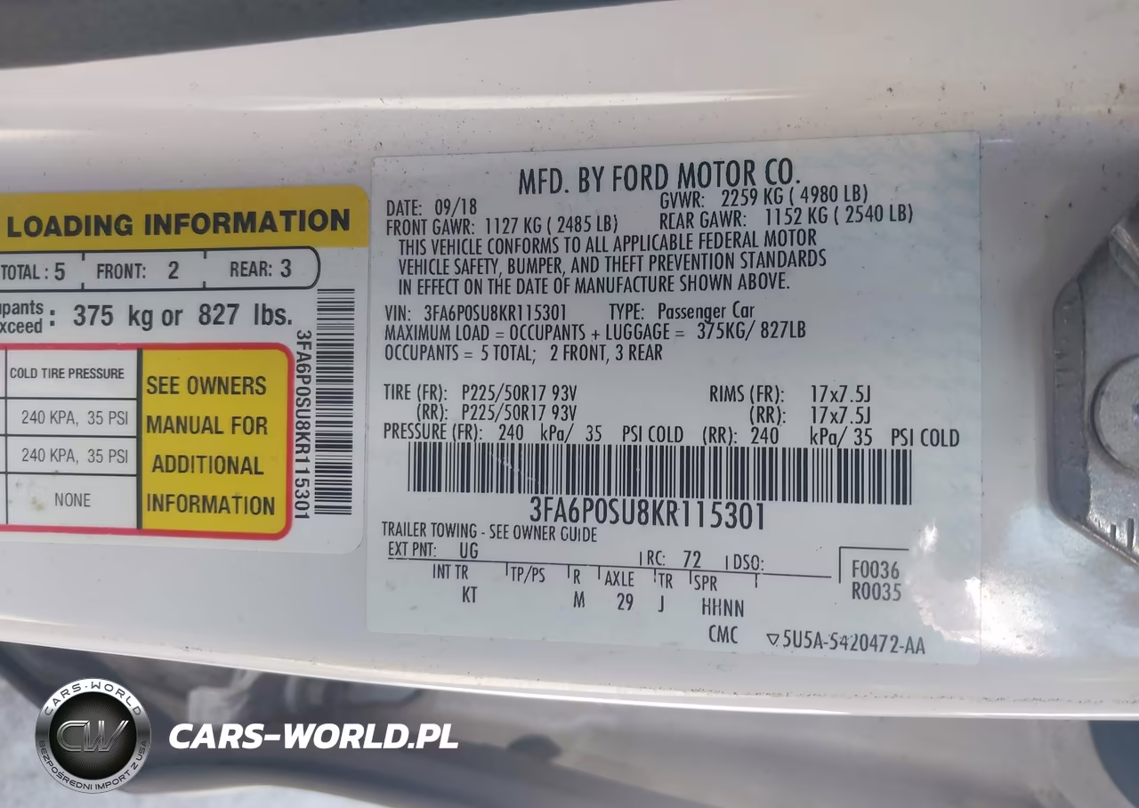 2019 Ford Fusion Energi Titanium VIN:3FA6P0SU8KR115301 - 9