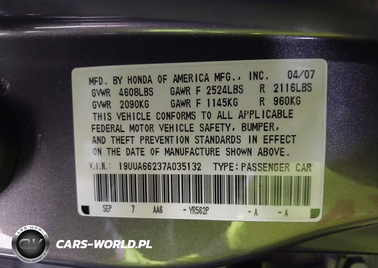 2007 Acura Tl 3.2 VIN:19UUA66237A035132 - 9