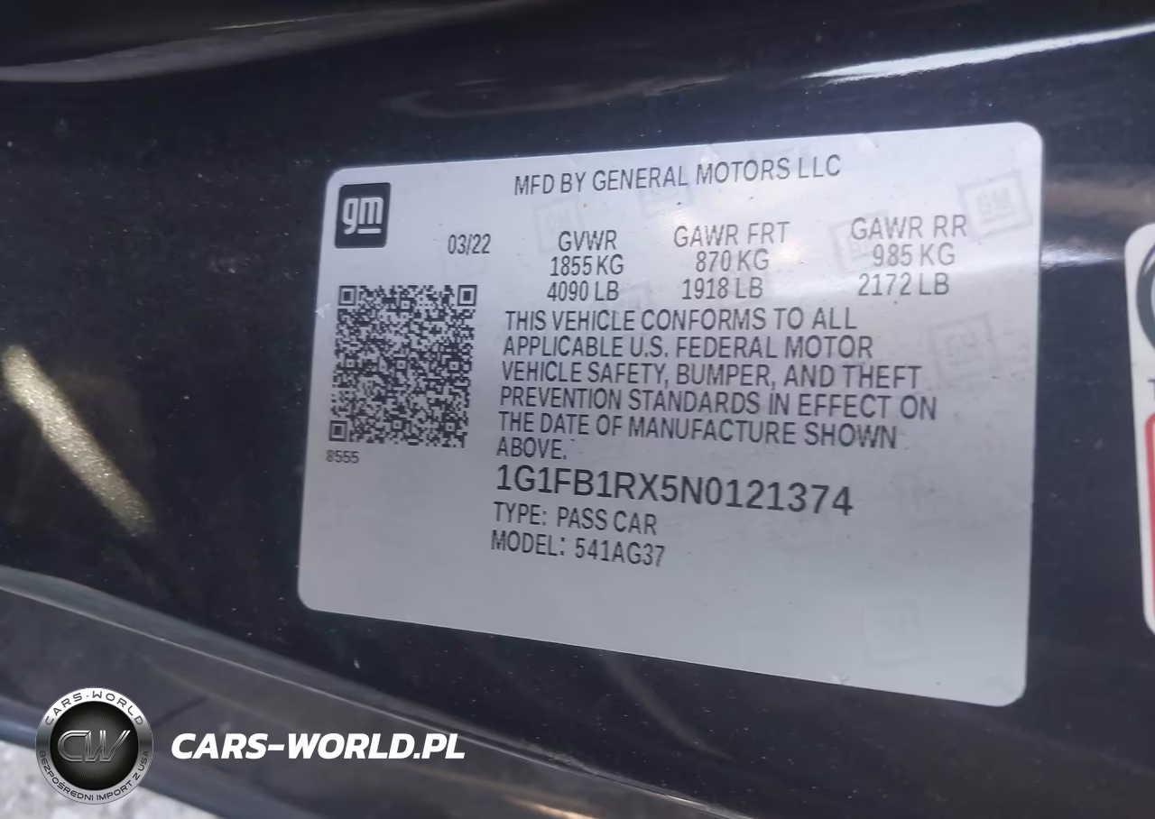 2022 Chevrolet Camaro Rwd 1Lt VIN:1G1FB1RX5N0121374 - 9