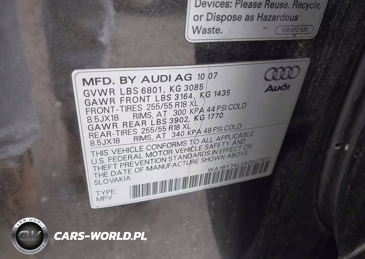 2008 Audi Q7 3.6 Premium VIN:WA1BY74L08D027972 - 9