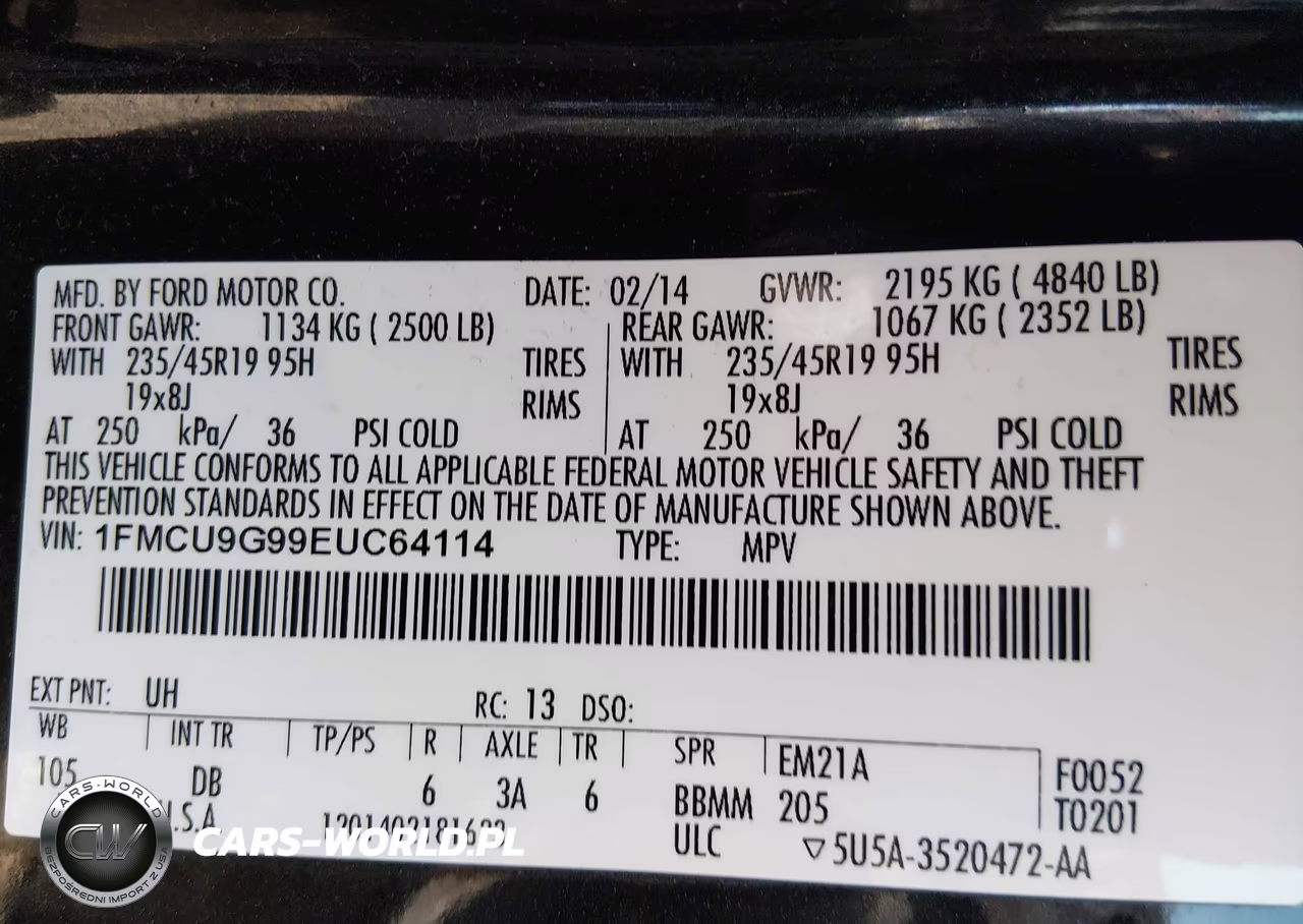2014 Ford Escape Se VIN:1FMCU9G99EUC64114 - 9