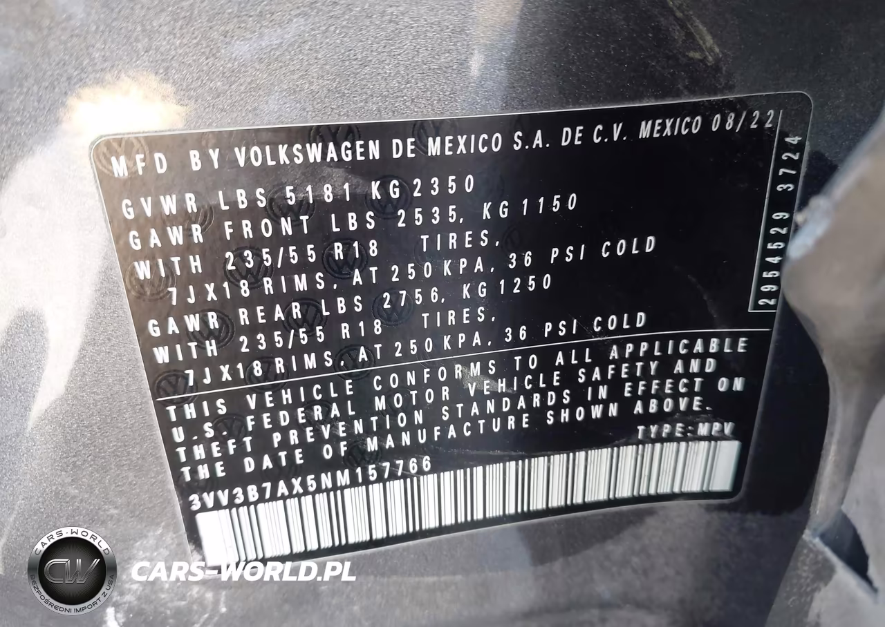 2022 Volkswagen Tiguan 2.0T Se VIN:3VV3B7AX5NM157766 - 9