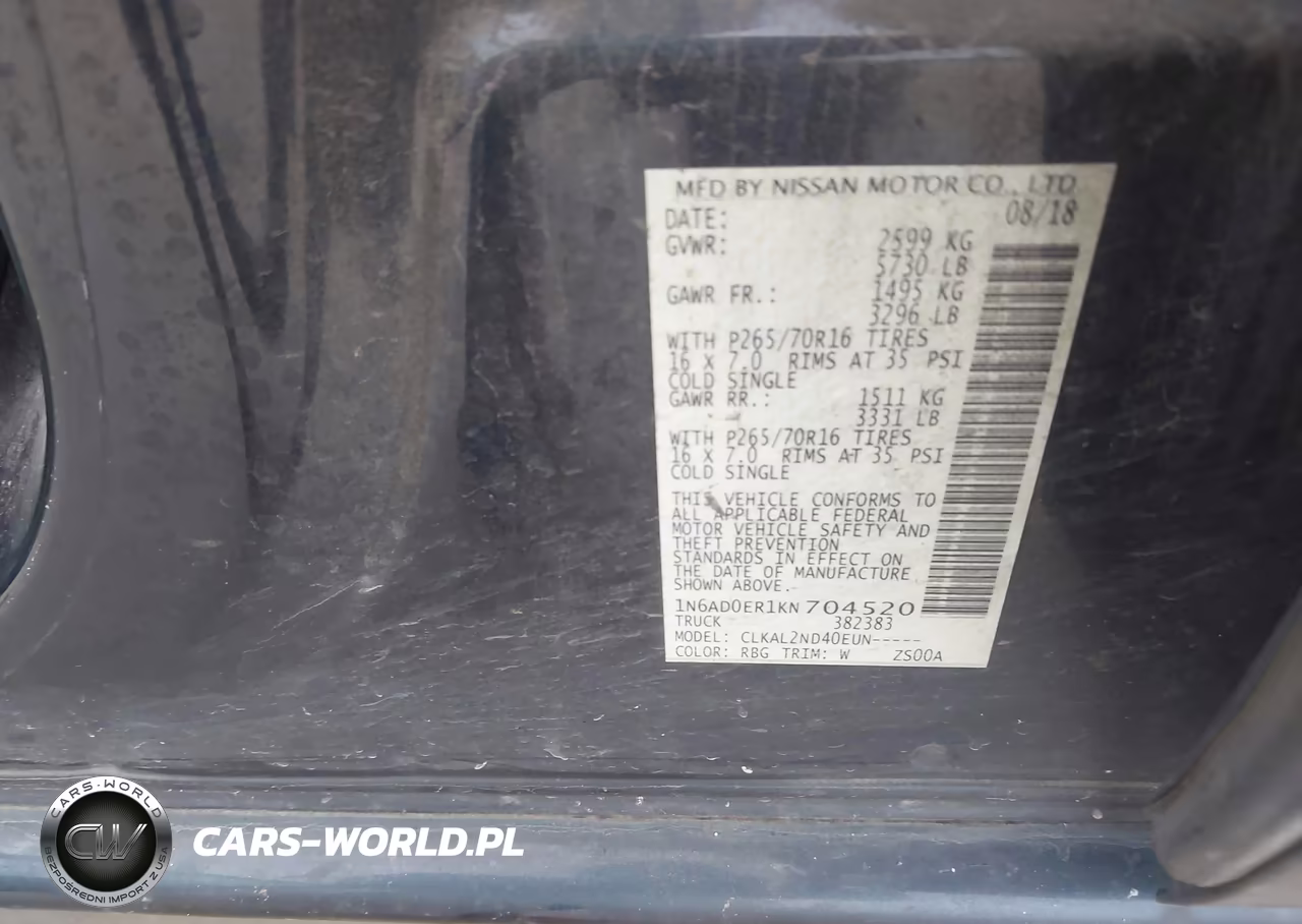2019 Nissan Frontier Sv VIN:1N6AD0ER1KN704520 - 9