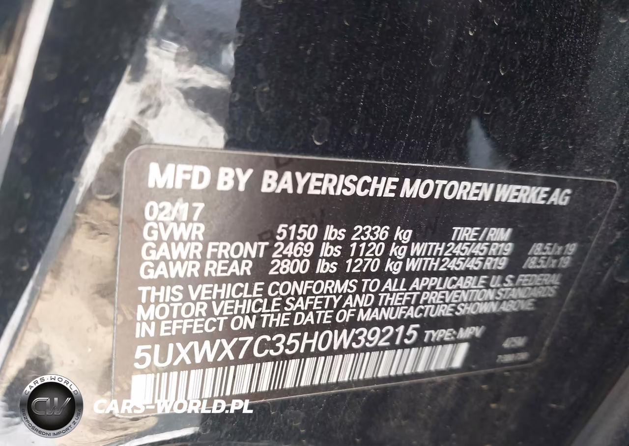2017 BMW X3 xDrive35I VIN:5UXWX7C35H0W39215 - 9