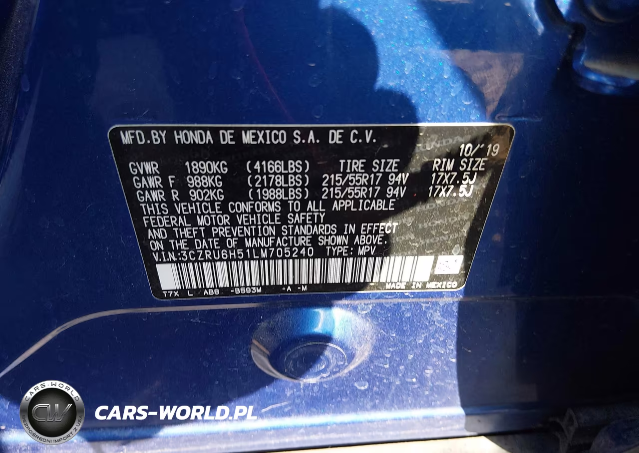 2020 Honda Hr-V Awd Ex VIN:3CZRU6H51LM705240 - 9