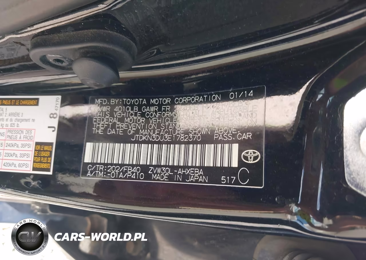 2014 Toyota Prius Two VIN:JTDKN3DU3E1782370 - 9