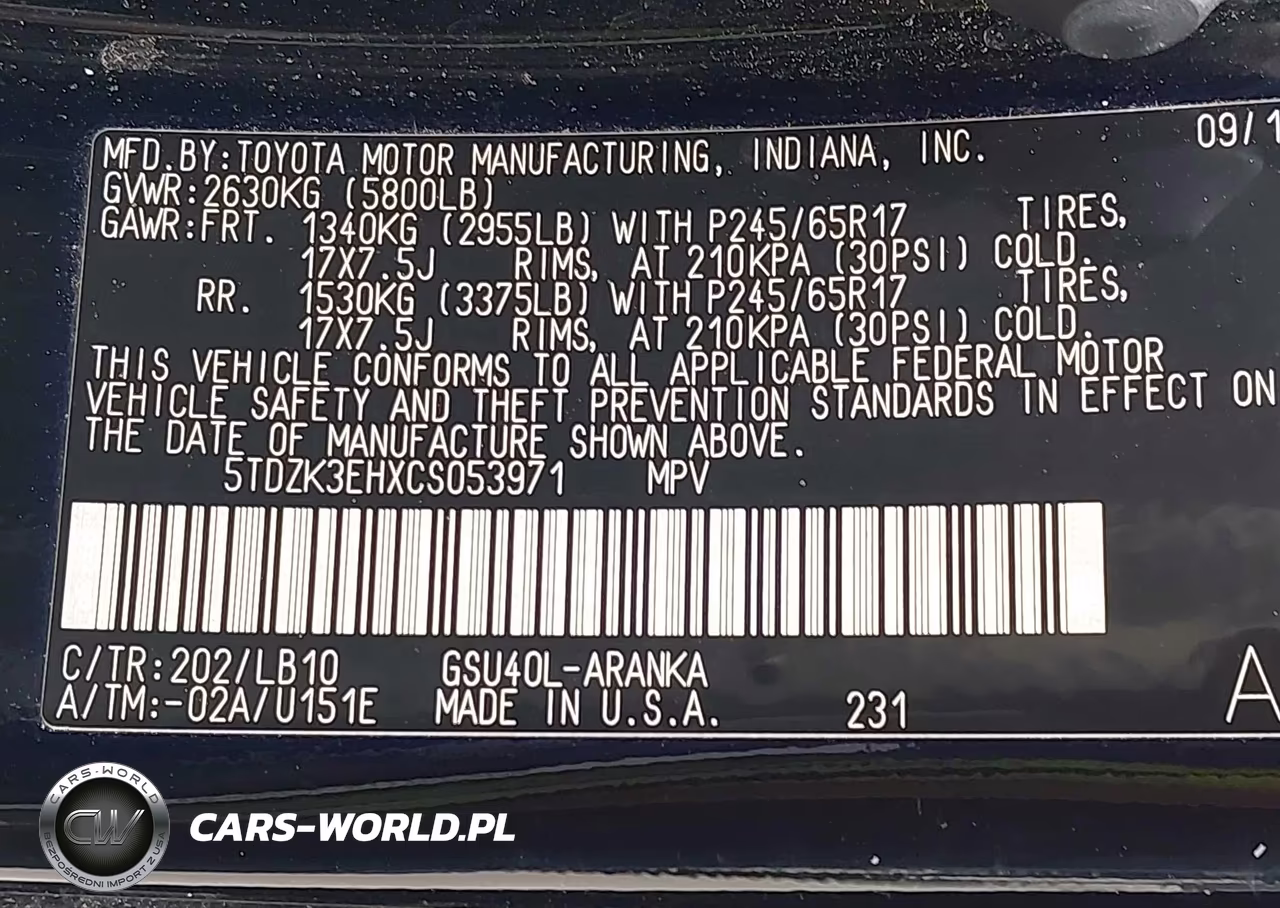2012 Toyota Highlander Se VIN:5TDZK3EHXCS053971 - 9