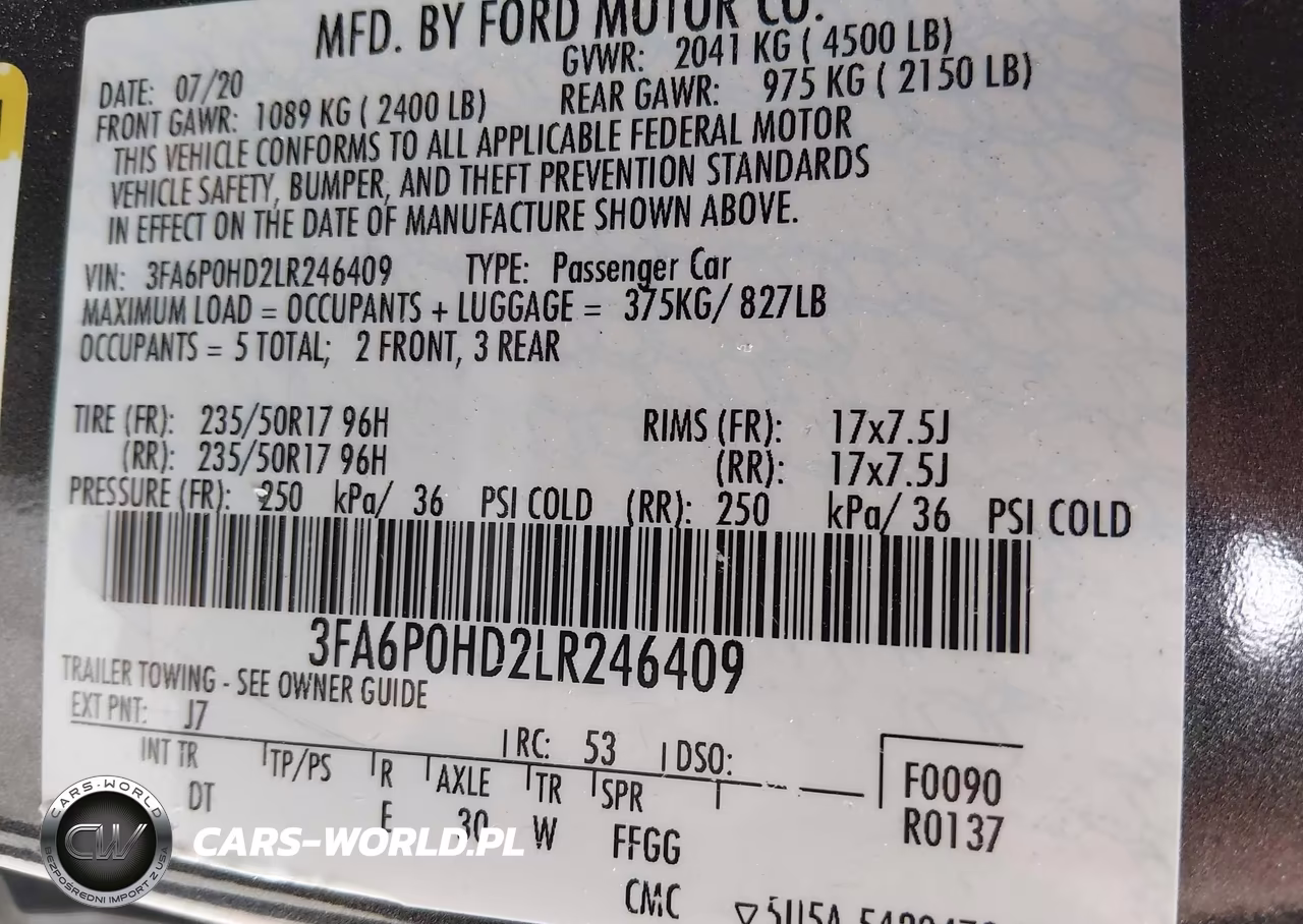 2020 Ford Fusion Se VIN:3FA6P0HD2LR246409 - 9