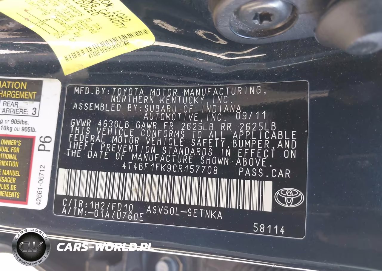 2012 Toyota Camry Le VIN:4T4BF1FK9CR157708 - 9
