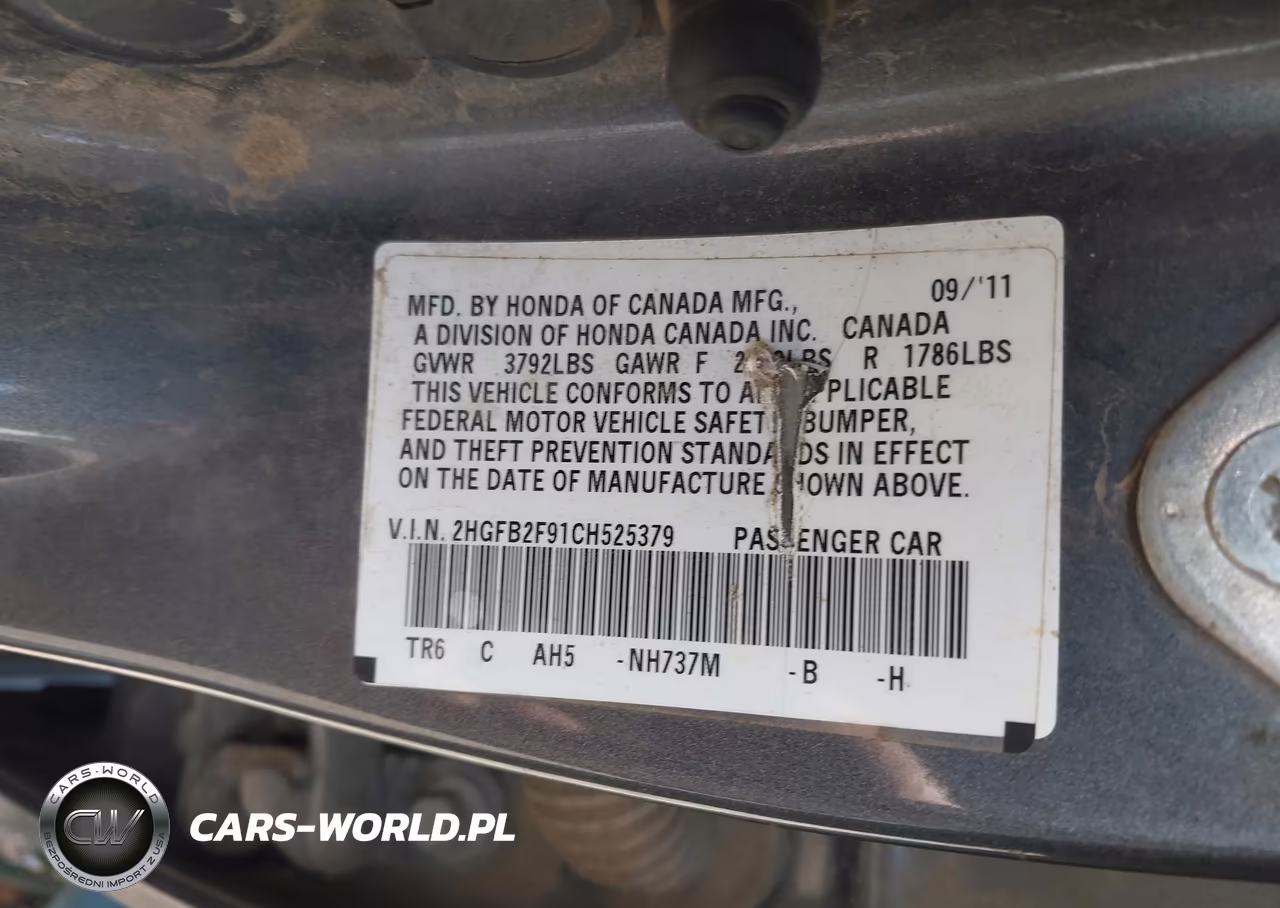 2012 Honda Civic Ex-L VIN:2HGFB2F91CH525379 - 9