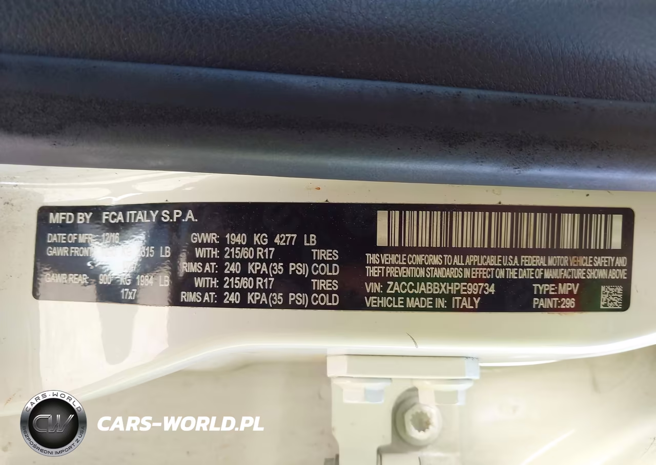 2017 Jeep Renegade Latitude Fwd VIN:ZACCJABBXHPE99734 - 9