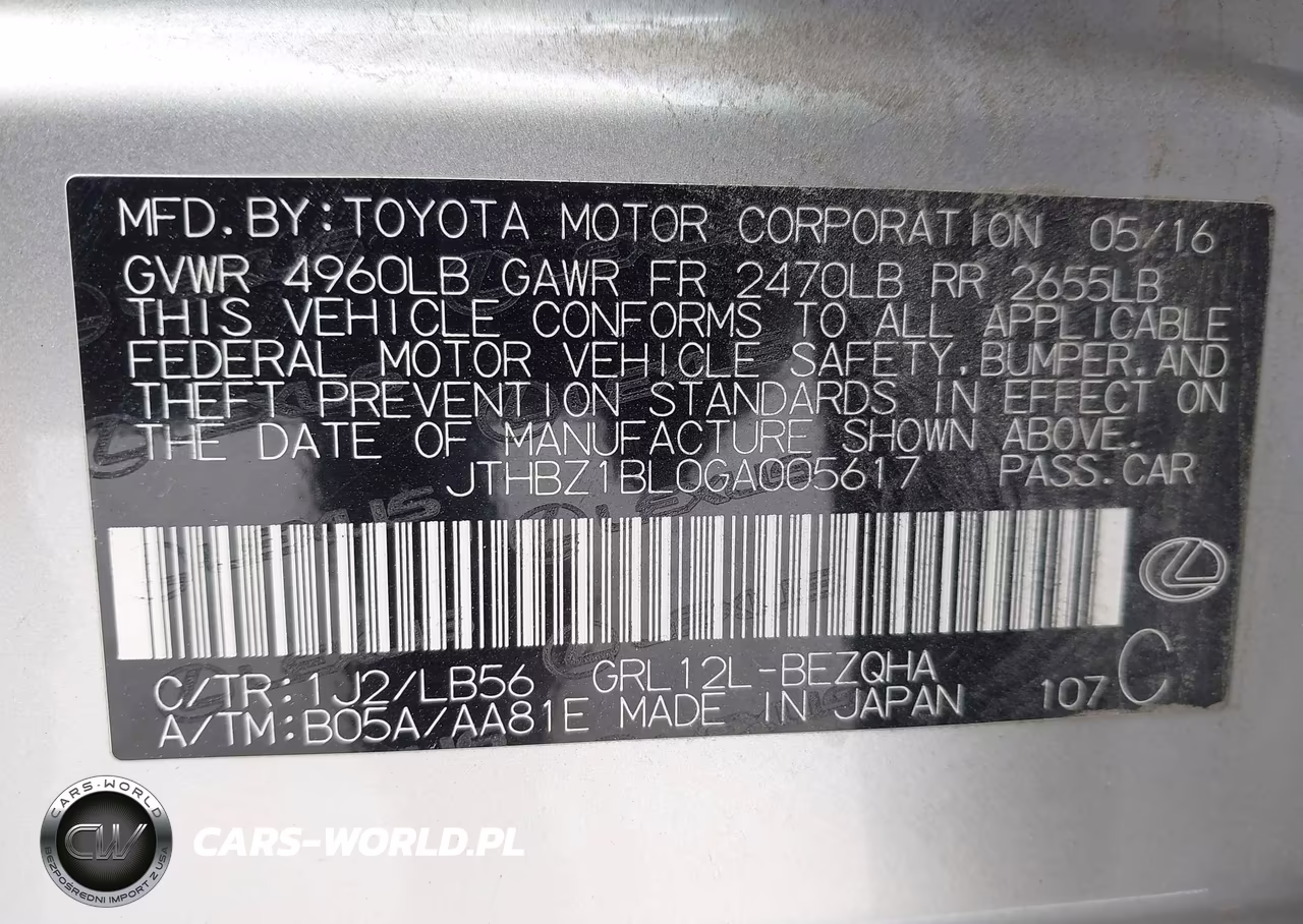 2016 Lexus Gs 350 F Sport VIN:JTHBZ1BL0GA005617 - 9