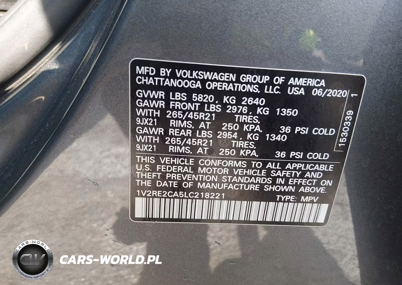 2020 Volkswagen Atlas Cross Sport 3.6L V6 Sel R-Line VIN:1V2RE2CA5LC218221 - 9