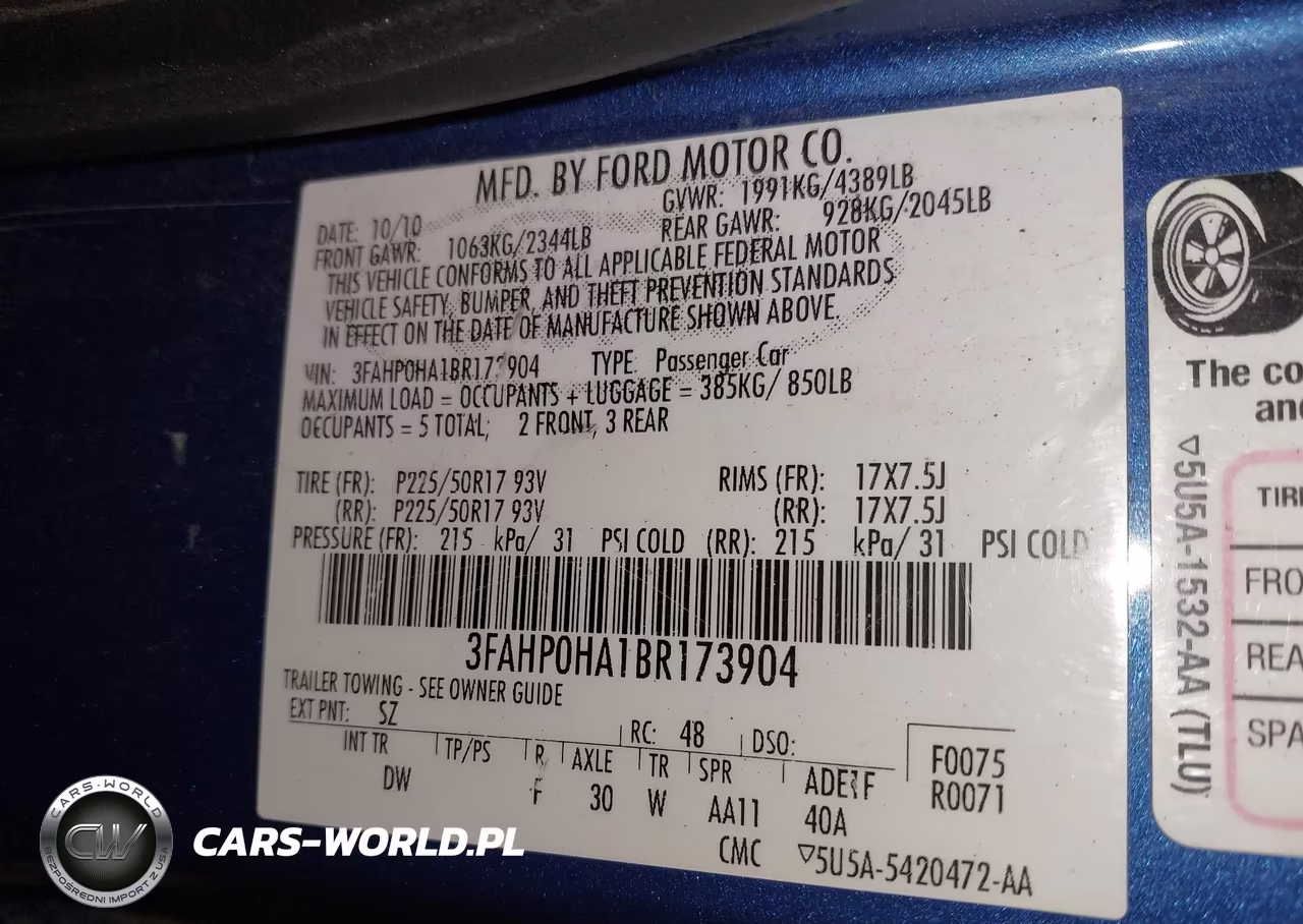2011 Ford Fusion Se VIN:3FAHP0HA1BR173904 - 9
