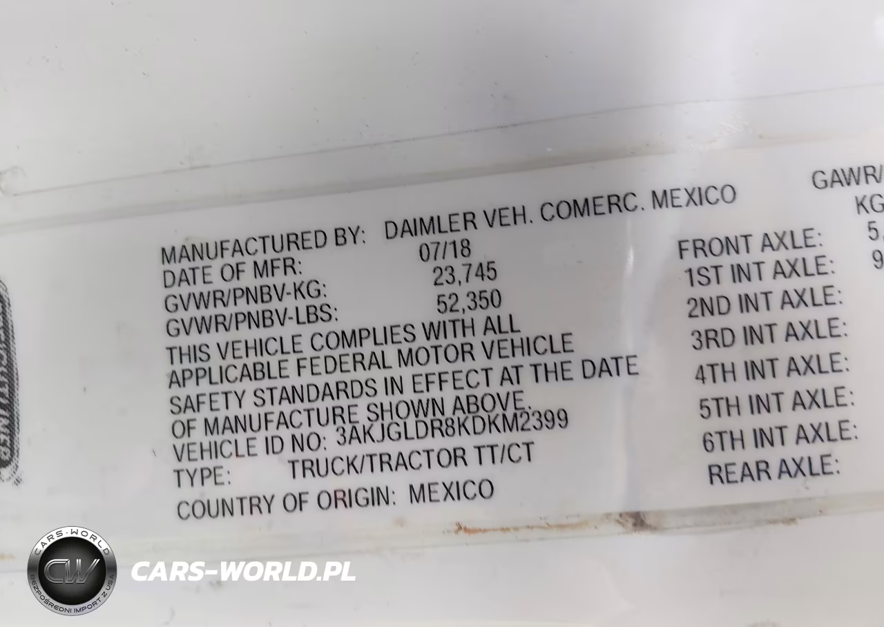 2019 Freightliner Cascadia 125 VIN:3AKJGLDR8KDKM2399 - 8