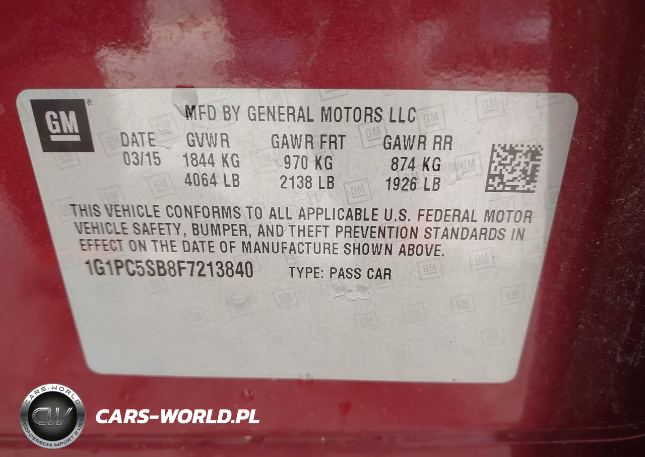 2015 Chevrolet Cruze 1Lt Auto VIN:1G1PC5SB8F7213840 - 9