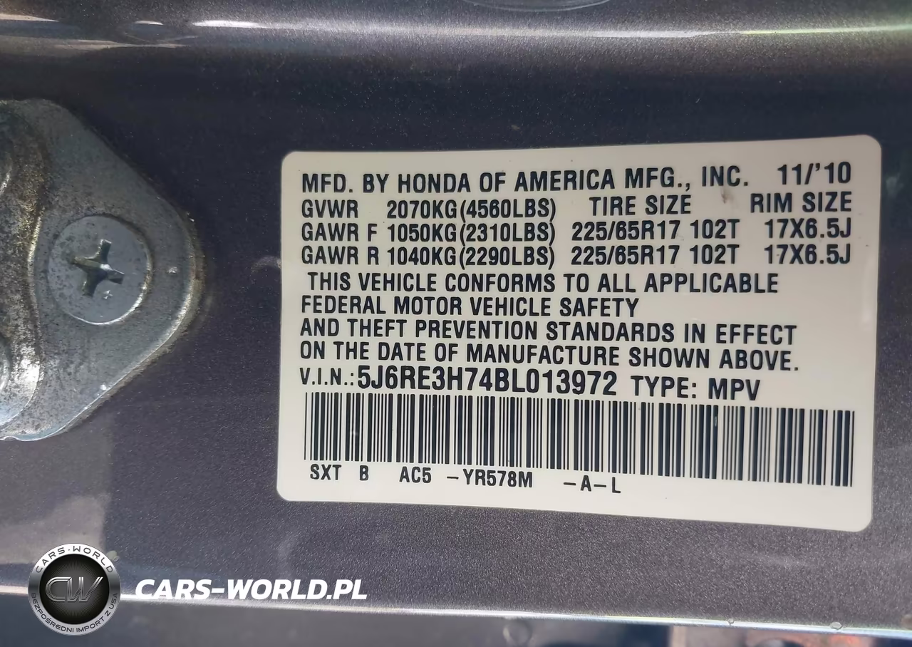 2011 Honda Cr-V Ex-L VIN:5J6RE3H74BL013972 - 9