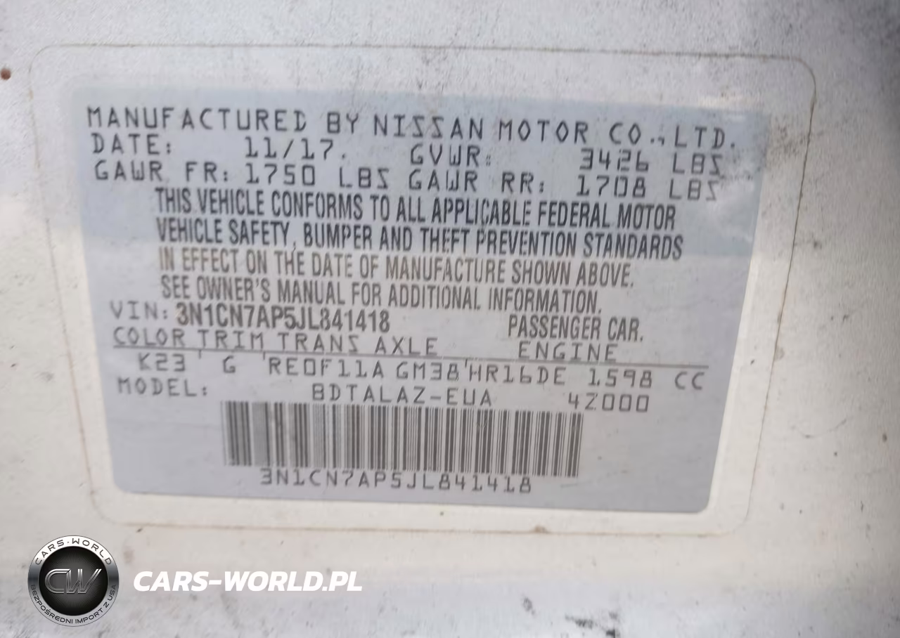 2018 Nissan Versa 1.6 S+ VIN:3N1CN7AP5JL841418 - 9