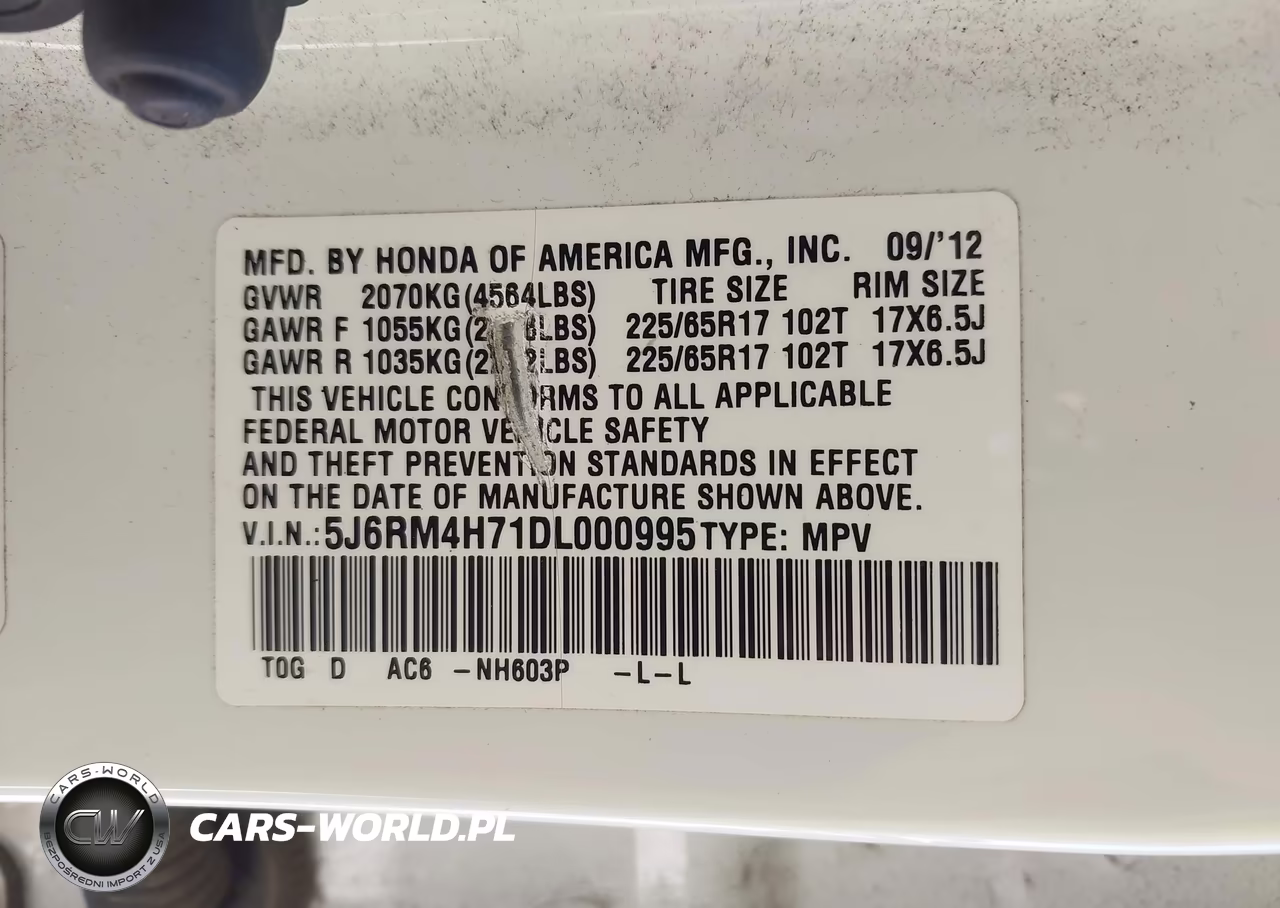 2013 Honda Cr-V Ex-L VIN:5J6RM4H71DL000995 - 9