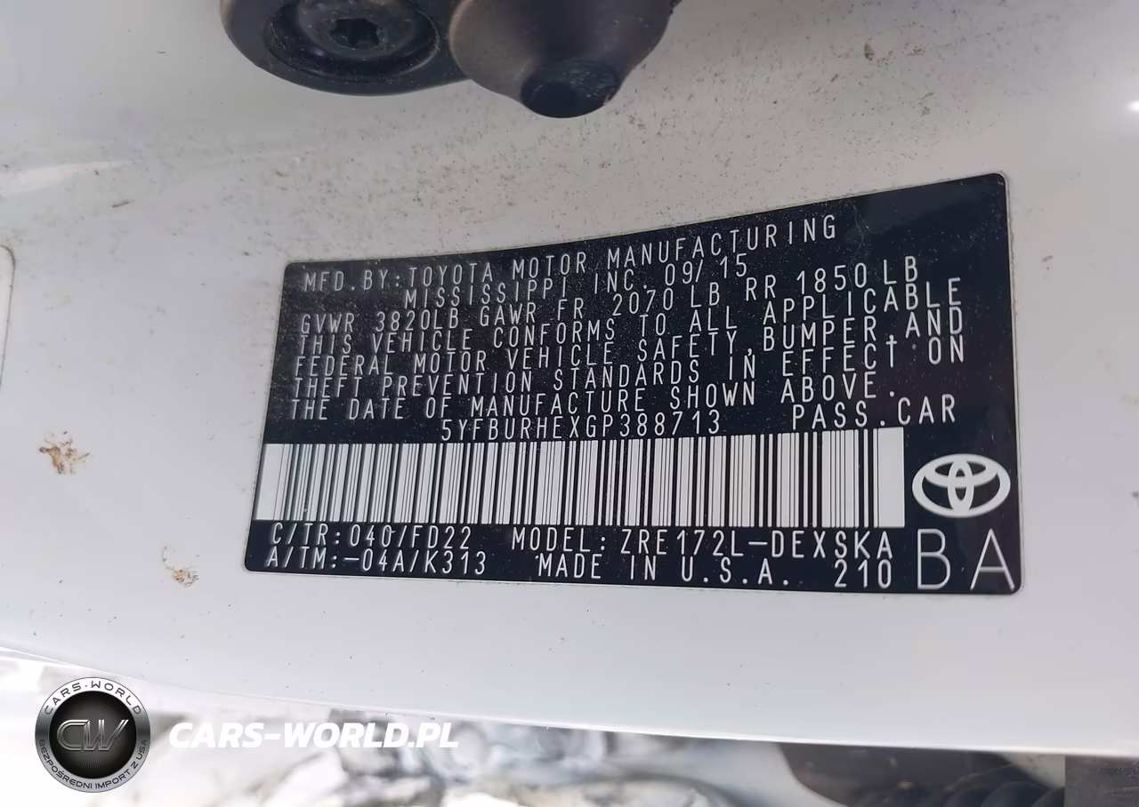2016 Toyota Corolla S Plus VIN:5YFBURHEXGP388713 - 9