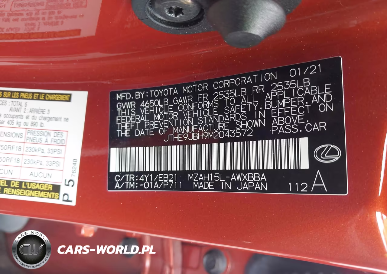 2021 Lexus Ux 250H F Sport VIN:JTHE9JBH9M2043572 - 9
