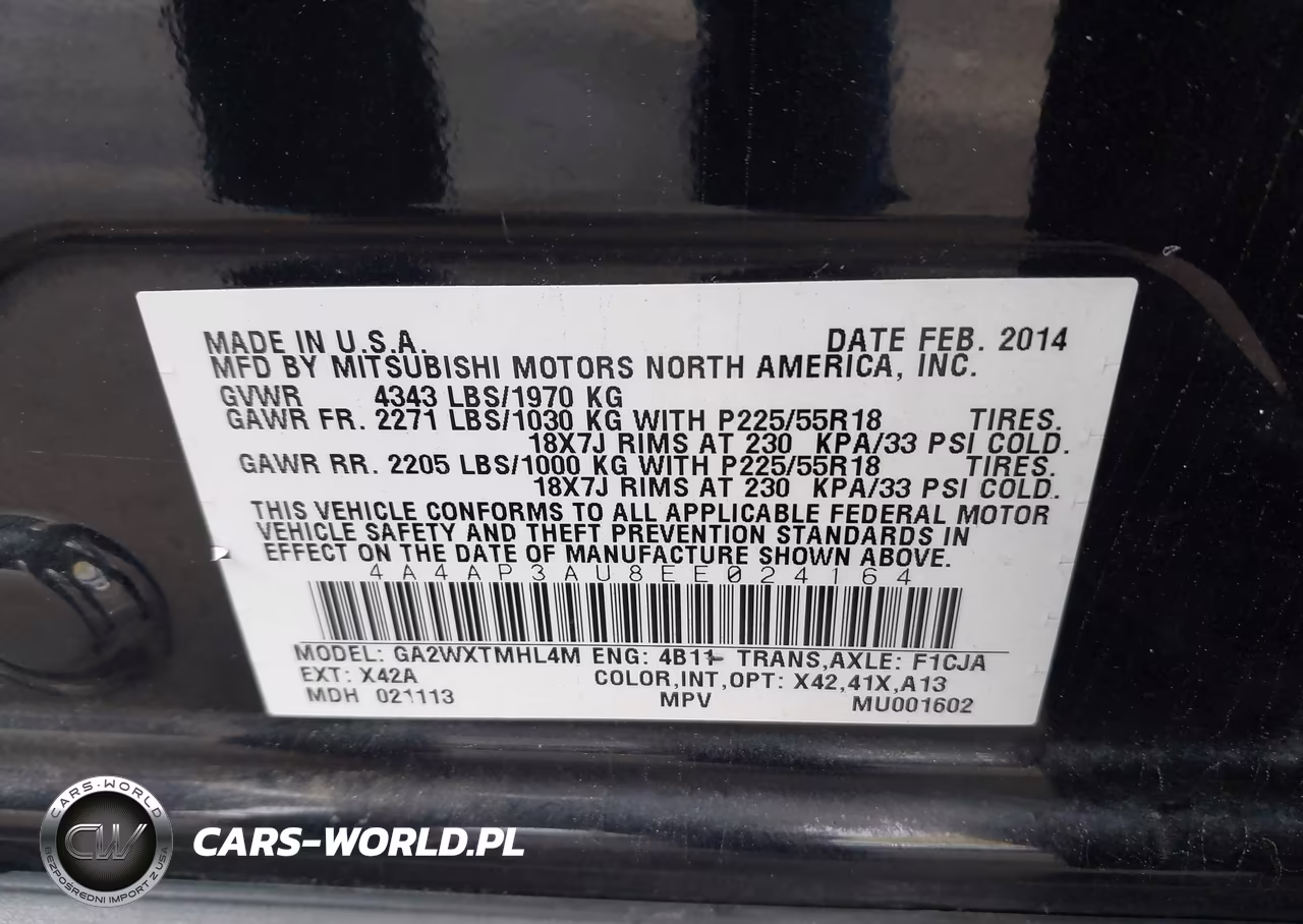 2014 Mitsubishi Outlander Sport Es VIN:4A4AP3AU8EE024164 - 9