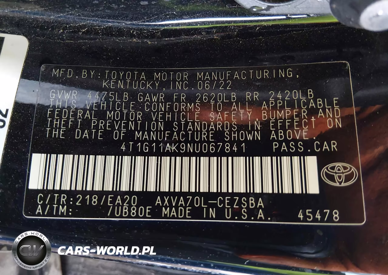 2022 Toyota Camry Se VIN:4T1G11AK9NU067841 - 9