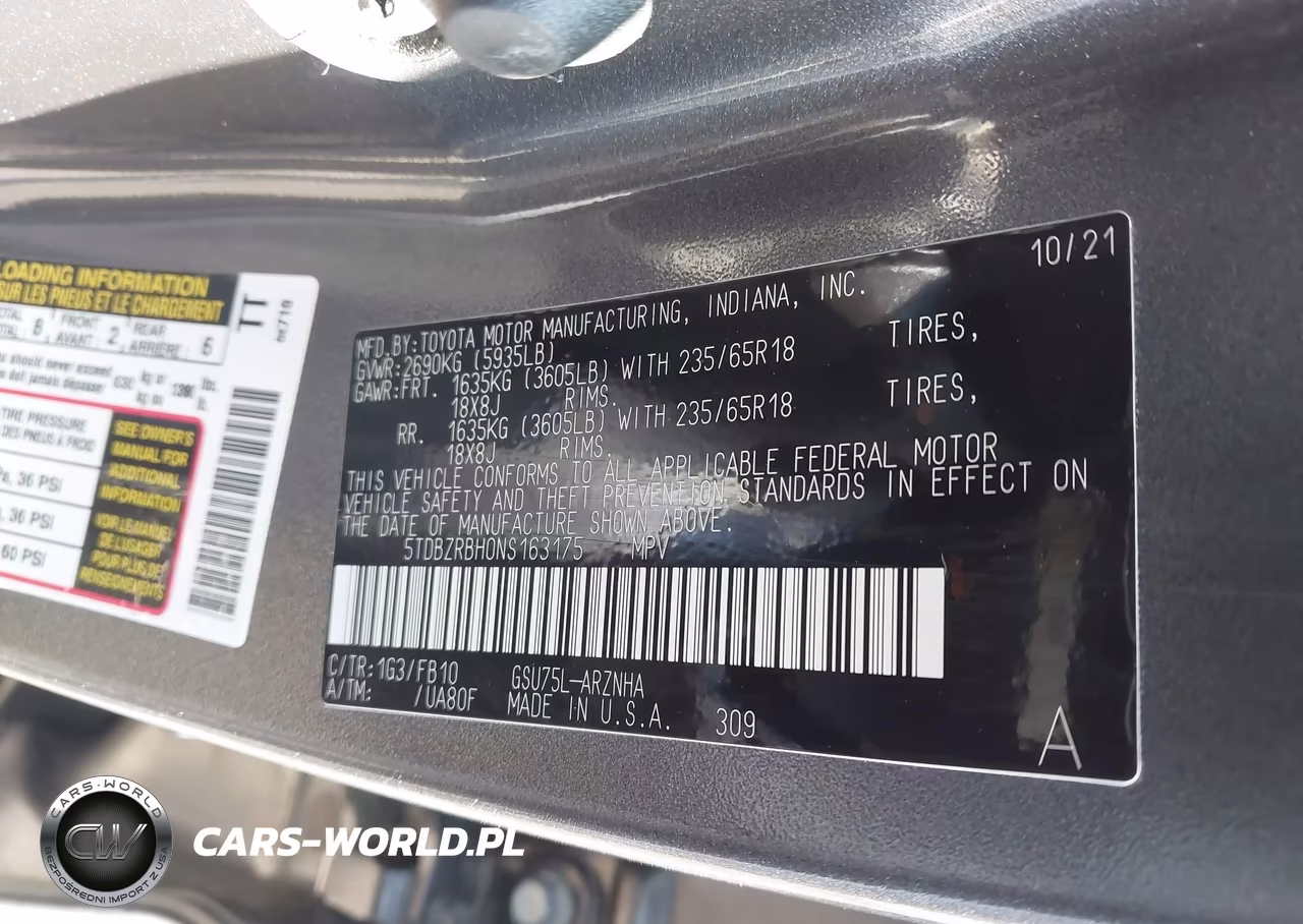 2022 Toyota Highlander Le VIN:5TDBZRBH0NS163175 - 9