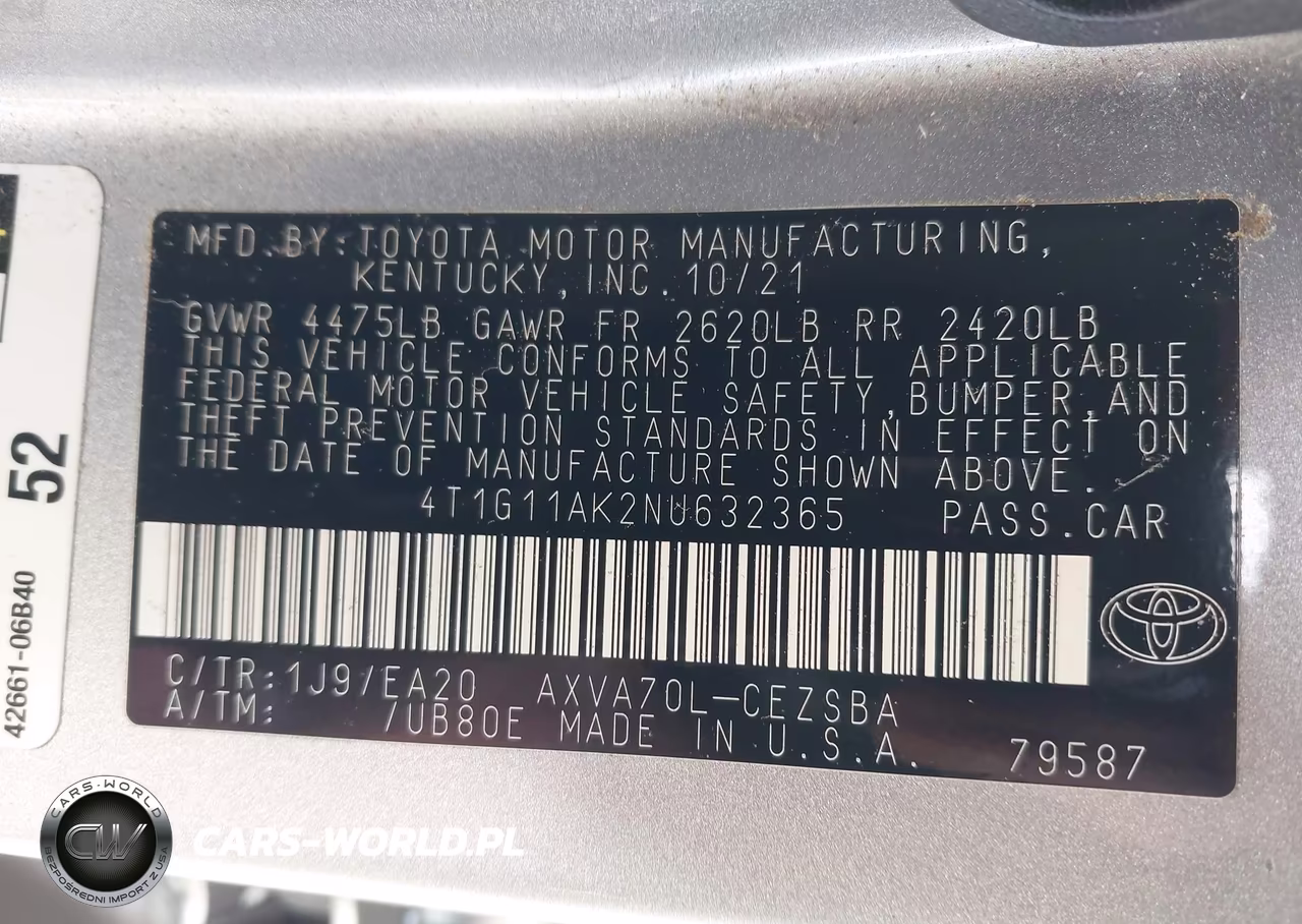 2022 Toyota Camry Se VIN:4T1G11AK2NU632365 - 9