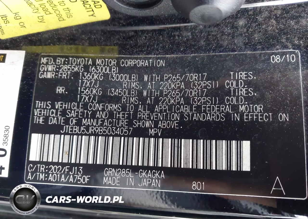 2011 Toyota 4Runner Limited V6-Sr5 V6-Trail V6 VIN:JTEBU5JR9B5034057 - 9