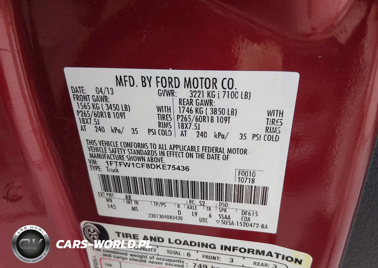 2013 Ford F-150 Xlt VIN:1FTFW1CF8DKE75436 - 9