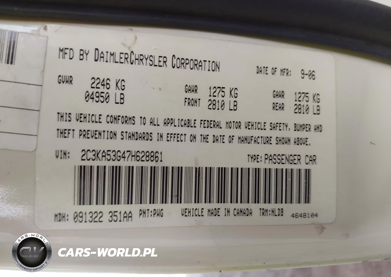 2007 Chrysler 300 Touring VIN:2C3KA53G47H628861 - 9